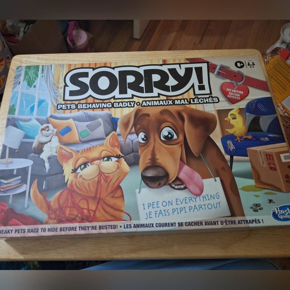 Hasbro Sorry! Pets Behaving Badly Board Game Dogs Cats